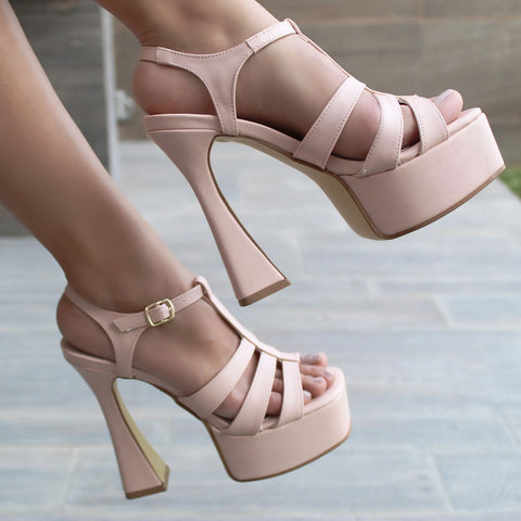 ZAPATILLA NUDE DE TACÓN DELGADO CON PULSERA (MOD 90-315)