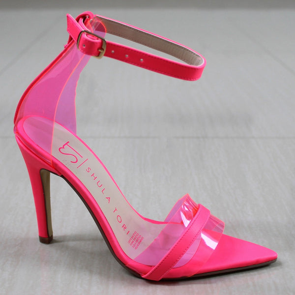 SANDALIA PUNTAL ROSA NEÓN DE TACÓN DE AGUJA CON MICA (MOD 4302)