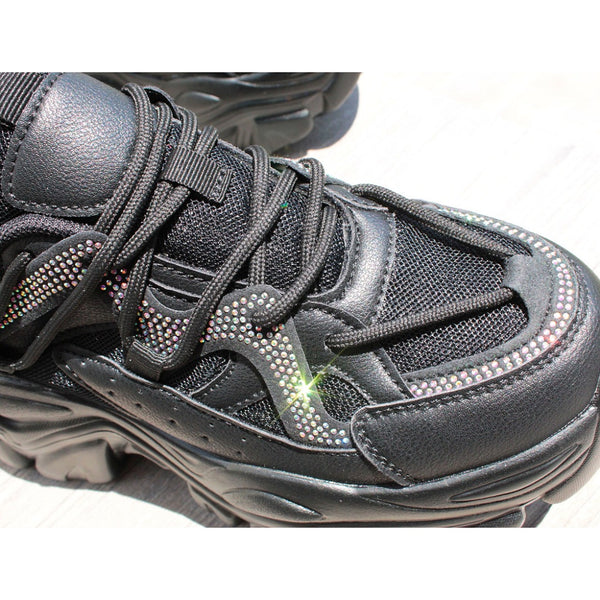 CHUNKY SNEAKERS NEGRO CON PIEDRAS (MOD BERNESS)