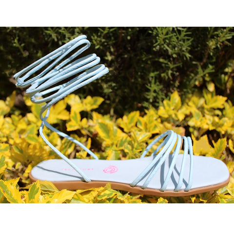 SANDALIA CELESTE CON TIRAS (MOD LIRIO-20)