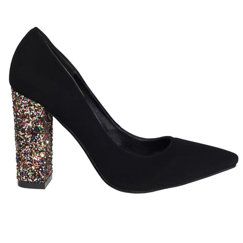ZAPATILLA NEGRA CON TACÓN BRILLANTE (MOD 4000)